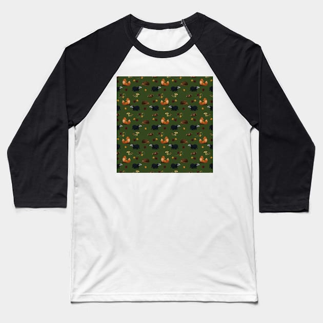 Autumn Fall Pattern Baseball T-Shirt by Rowena Aitken